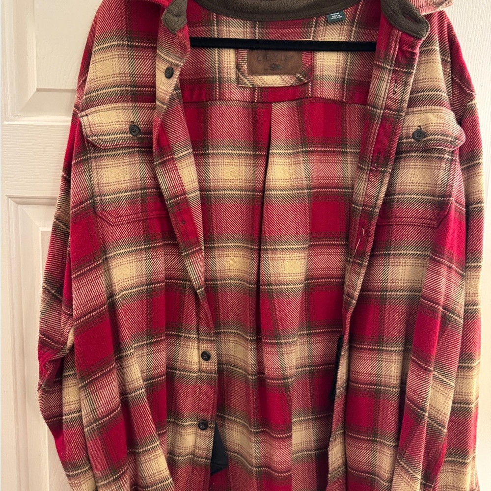 Orvis Red and Cream Plaid Shirt